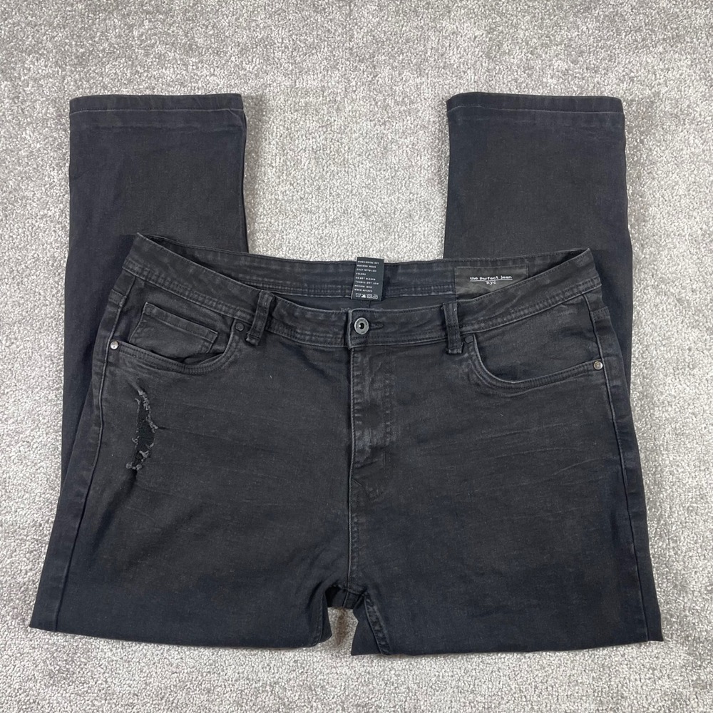 Perfect Jean NYC Jeans Mens 40 x 28 Slim Fit Distressed Ripped (Sz Tag 38x30)‎